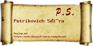 Petrikovich Sára névjegykártya